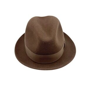 VTG Bailey of Hollywood Tino Fedora Hat 100% Wool Brown Medium LiteFelt Made USA